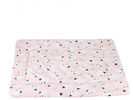 Hundematte aus weichem Plüsch Katzendecke Haustierunterlage für kleine mittelgroße Hunde Katzenkissenbett Tragbar waschbar Warmhaltende Schlafdecke-Rosa mit Schafen,M 61x41cm