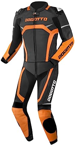 Bogotto Misano 2-Teiler Motorrad Lederkombi, schwarz/orange, 48