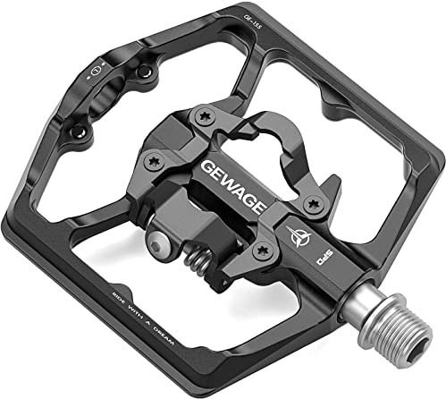 GEWAGE Mountainbike-Pedale – Fahrrad-Flachpedale mit Doppelfunktion und SPD-Pedale – 9/16-Zoll-Plattformpedale, kompatibel mit SPD für Road Mountain BMX-Fahrräder (Schwarz)
