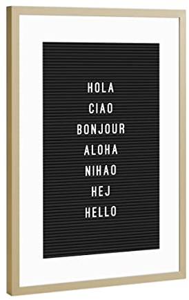 artboxONE Poster mit Rahmen Gold 45x30 cm Letterboard Hello von Hafenkönigin - gerahmtes Poster