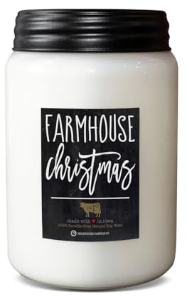 Milkhouse Candle Company Farmhouse Christmas Soy Candle - Crisp Apple | Spicy Cinnamon | Peppered Clove Scented - 26 oz Farmhouse Jar with Lid, 150+ Hour Burn Time, Made in the USA