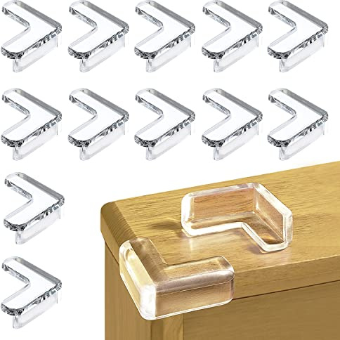 12 Pcs Corner Protectors for Kids, Clear Table Corner Protectors Safety Corner Protectors Baby Soft Corner Protectors with Adhesive Tapes for Table Cabinets Drawers Furniture Sharp Corner
