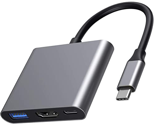 QINGLER USB C to HDMI Multi-Port Adapter, Digital AV Multi-Port Adapter with 4K HDMI & USB 3.0 & 87W Type C Fast Charging Port for MacBook Pro/Air, Microsoft, Samsung and More