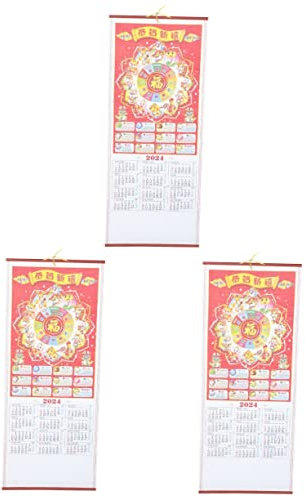 STOBOK Drachenjahr 3st 2024 Zodiac Wandkalender Jahr Der Drachenkalender 2024 Neujahrskalender Dekorativer Mondkalender To-do-liste Pad-kalender Wandkalender 2024 Glücklich Staffelei Büro Papier