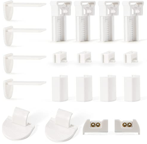 Lifeant 20 Stück Klemmträger Zubehör, Ersatzteile Klemmfix Set, Kunststoff, Plissees Verspannte Spannschuhe Ancable Halterung für Plissees Montage ohne Bohren, S