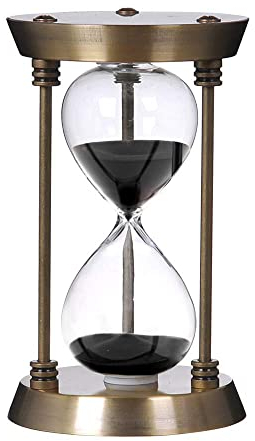 Sanduhr Timer 60 Minuten, Bronzefarbener Metallrahmen Dekorative Sanduhr (Schwarzer Sand, 21,8 x 15,2 x 15,2 cm)