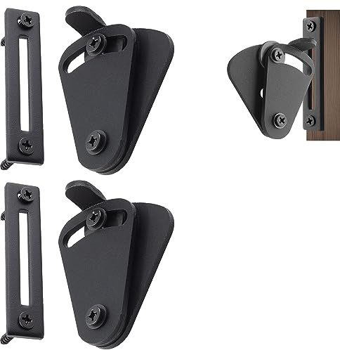 Li-TianFeng Barn Door Large Size Latch Lock Black Privacy Latch Lock for Sliding Door Work for Pocket Doors Garage and Shed Wood Glass Gates(Black(2pcs))