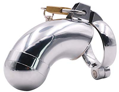 Stainless Steel Chastity Cage with Locking Mechanism and Ball Ring