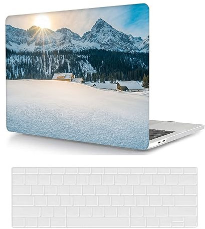 Laptop Hülle für Neues MacBook Pro 13 Zoll Modell A1706 A1708 A1989 A2159 A2251 A2289 A2338 M1 2020 2019 2018 2017 2016 Freisetzung, Plastik Hartschale Case Cover & Tastaturschutz, Schneeberg