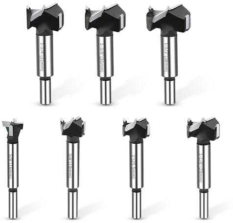 NICAVKIT 7Pcs Wolframstahl Forstnerbohrer, Professional 16-38mm Forstner bohrer Bit Holz Lochschneider, Holzbohrer Topfbohrer Kunstbohrer für Holz & Hartholz