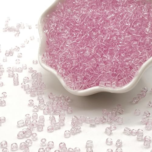 Pink Glass Seed Beads 5000 Pcs, 3mm Small Craft Pony Beads Bulk for Bracelets, DIY Necklace Ring Waist Chain