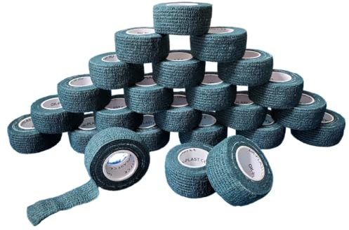 24 Rollen Ok-plast Fingerpflaster | Selbsthaftend | Klebt nicht auf Haut & Haare (24 Rollen, Dunkelgrün)