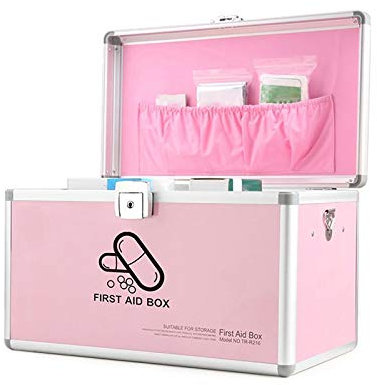 Samnuerly Medizinischer Metallkoffer mit Schloss, medizinische Notfall-Aufbewahrungsbox mit Griff, 2-lagiges medizinisches Aufbewahrungsset (Größe: XL)