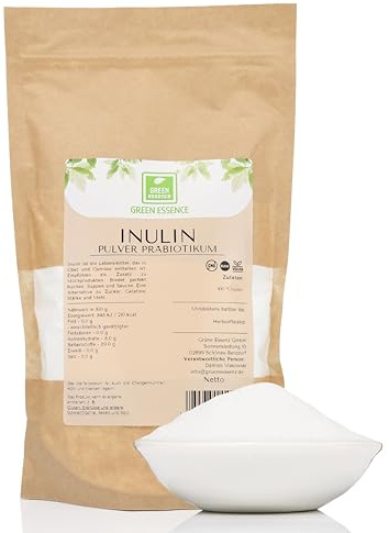 Inulin Pulver 500g Chicorée-Inulin, Ballaststoffe pulver von Green Essence | Inulinpulver 500 g, präbiotische, wasserlösliche ballaststoffe drink, für Joghurt, Kaffee, Backen & DIY-Kosmetik 500 Gramm