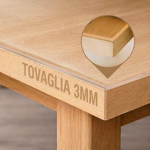 Trente Pellicola per tavolo 100 x 210 cm - spessore 3 mm - protezione per tavolo con bordi smussati, tovaglia trasparente, rettangolare, dimensioni a scelta, pellicola protettiva, lavabile