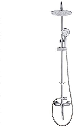 Duschsystem Duschsystem, an der Wand montierter runder Badezimmer-Duschmischer aus Chrom mit Regenduschkopf, Handbrause, Upgrade-Silikon-Entkalkung, Verbrühungsschutz