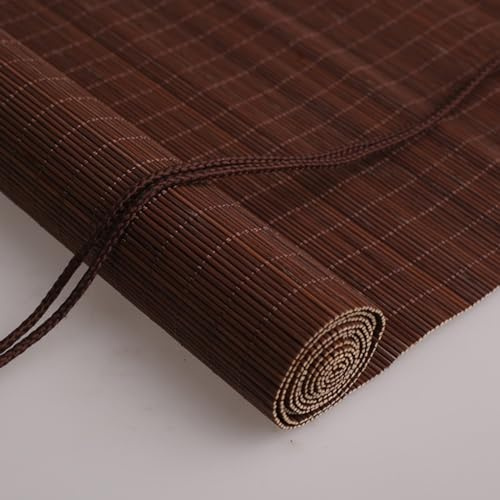 MZZHEDIE Bamboo Blinds,Bamboo Roll Up Window Blind Sun Shade, Blackout Roller Blinds,Indoor and Outdoor Privacy Bamboo Curtains,Natural Partition Decorative Curtains,Dark Brown (60×180cm/24×71in)
