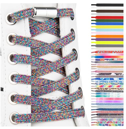 SULPO 2 Pares Cordones elásticos - Cordones planos sin atar - Cordones coloridos de cierre rápido - cordones zapatillas deporte - cordones elasticos niños - atacadores elasticos