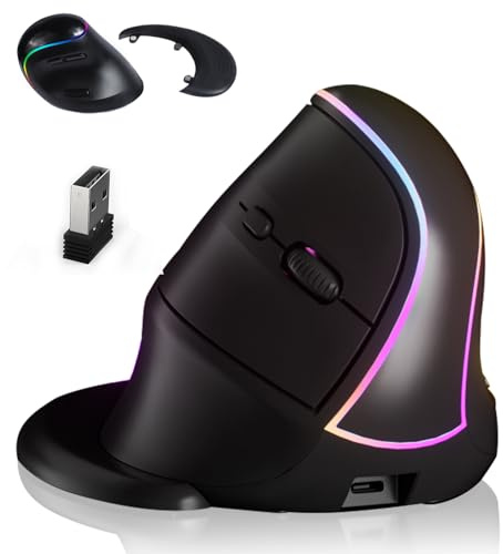 SRAYG Ergonomic Vertical Mouse Wireless Rechargeable Mouse, Tri-Mode Four Channel (Bluetooth 5.3 + Bluetooth 5.3 + 2.4G USB + Type-C Wired) Vertical
