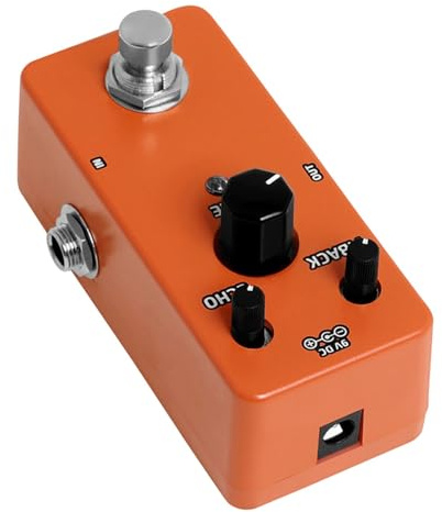 Orange Delay Gitarreneffektpedal für E-gitarre aus Metall | Digitale Verzögerung, Ergonomische Form, Leicht Einstellbarer Klang, 1 Stück