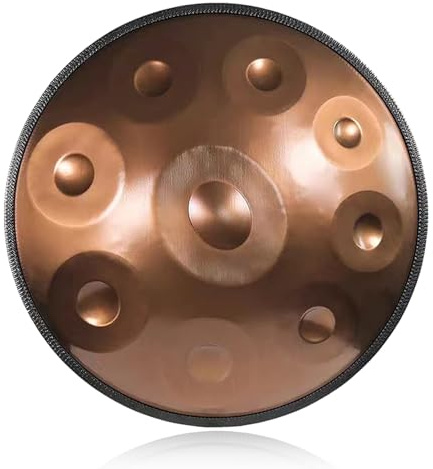 440Hz/432Hz Handpan Trommel Stahl Erwachsene Handpan in d Moll 9/10/12Noten Handpan für Anfänger Geschenk Professionell Percussionsinstrument mit Hand Pan Tasche(9NOTES-Gold,432HZ)