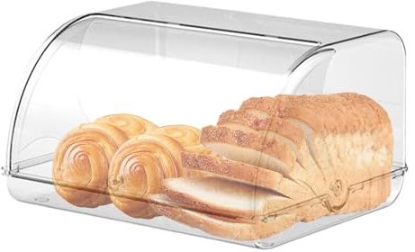 Bread Box for Countertop Acrylic Transparent Clear Kitchen Pantry Storage | Food Container With Lid Homemade, Bakery, Acrylic, Transparent, Muffins, Rolls, Loaf, Bagels, Kitchen Counter, Corner, C