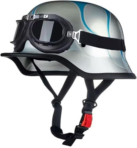 Casque Mobylette Moto Bols ECE Homologué Vintage Casque Jet Demi-Casques De Moto Scooter Cyclomoteur Casque Trotinette Electrique Adulte Hommes Et Femmes Moto Casquette De Baseball 8,M=57-58cm