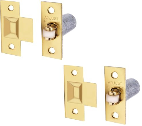 Pack of 2 Adjustable Roller Catch Spring Loaded Latch Lock for Internal Doors | Brass Plated