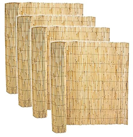 Lot de 4 canisse en bambou, clôture de jardin, couverture de protection contre le vent et le soleil - Profondeur 150 x Longueur 500 cm