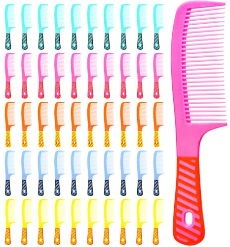 Cedilis 50 Pack Hair Combs, Colorful Tooth Combs with Handle, Plastic Comb Bulk for Women, 8 Long