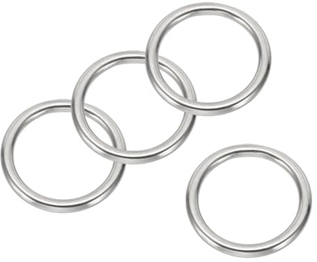 PATIKIL 4 Stück Metall O-Ringe, 3x20mm Metallringe O-Ring, Ozeanklasse 316-Edelstahl geschweißte Rundringe, DIY-Zubehör, für tragfähige Zelte, Kajaks, Tauchernetze, Hängematten, Yoga
