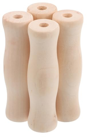 VILLCASE 4 Pezzi Maniglia Per La Cucina Utensili In Legno Maniglia Bbq Utensili Da Cucina Beige Legno