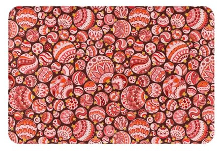 Fussmatte Rote Weihnachtskugeln Küchentürteppich Dekoration Schmutzfangmatte Stylisch Fußmatte Außen, Für Haustür, Küche, Badezimmer, 40x60cm