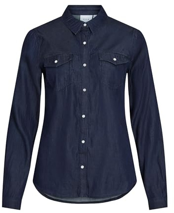 Vibista Denim Shirt-Noos, Mörkblå denim, M