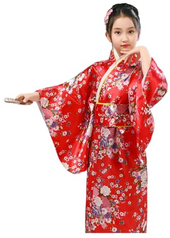 Generico Kimono bambino Vestito Elegante Abito Tradizionale Costume da Ragazza Giapponese Abbigliamento per Bambini