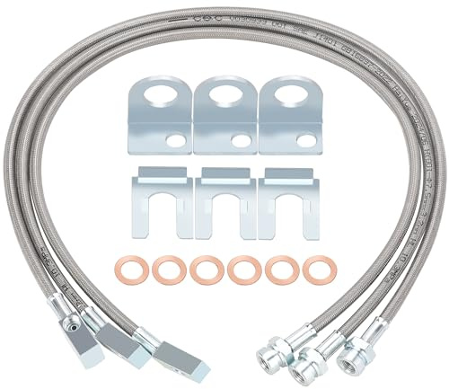 WYNNsky 89715 Lignes de frein en acier inoxydable pour Jeep Wrangler TJ/YJ/XJ 1987-2006 avant/arrière (89702 et 89703)