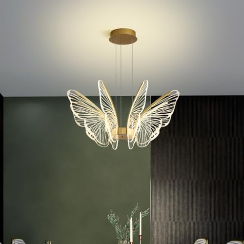 BININBOX Moderne LED Suspension Luminaire avec Télécommande Papillon Lampe Suspendue Dimmable Lustre pour Chambre Salon Salle à Manger (48W)