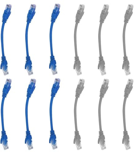 aiyraa 12-Pack Short Ethernet Cable 15cm，small Ethernet Patch Cable, Cat 6 Ethernet Cables, Short Copper Cat 6 Patch Leads with RJ45 Connectors for Gaming, Router, PC