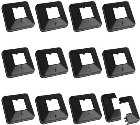 UFURMATE 12Pcs Post Base Cover 30x30mm Plastic Post Base Cap Plates Decorative Split Post Skirt Cover Square Railing Base Caps for Stair Handrail Fence (Black)
