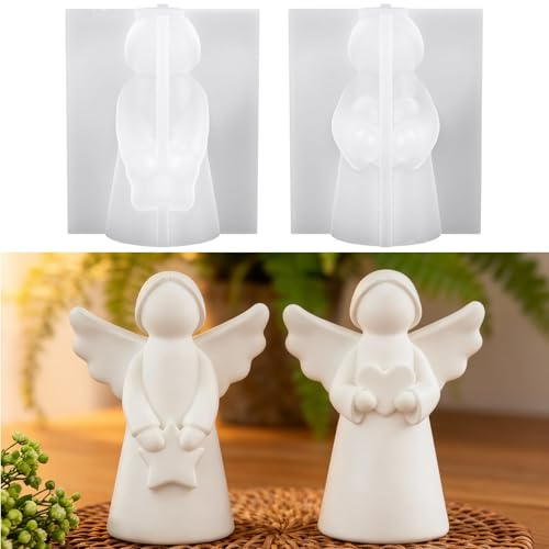 Silikonform Weihnachten Engel, 2 Stück Silikonformen Gießformen Weihnachten Engel Gipsform zum Gießen Gießformen Silikon Weihnachten Silikonform Weihnachten Gießform Engel für Weihnachtsdeko (Engel)