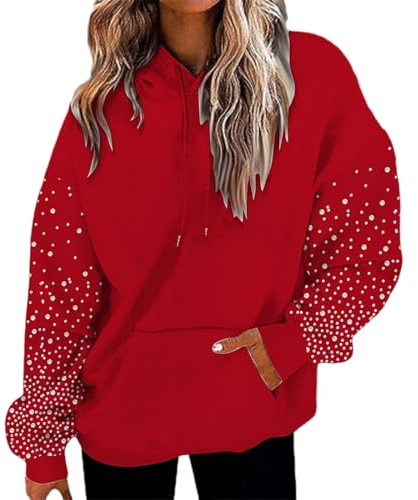 Damtröjor träningströjor damer huvtröjor för kvinnor Storbritannien eleganta damtröjor tröja väder toppar halloween tröja stickad tröja överdimensionerade huvtröjor jumper träningskläder, Röd, M