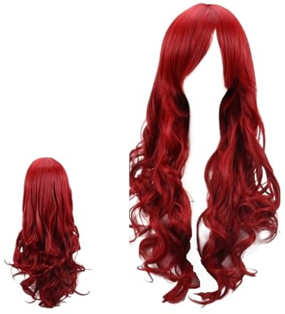 Compatible con pelucas de Cosplay hiedra venenosa, pelo sintético largo ondulado rojo oscuro resistente al calor