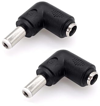 JZK Adattatore per spina jack DC femmina 5,5 x 2,1 mm a maschio da 5,5 x 2,5 mm, adattatore per connettore alimentazione DC, convertitore da maschio 5525 a femmina 5521 con angolo 90 gradi