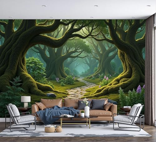 3D Papel Pintado Camino Forestal Para Pared, Mural Decorativo Ilustración De Paisaje De Fantasía Para Salón Dormitorio Póster Fotográfico Papel Tapiz Fotomurales De Pared 200x140cm