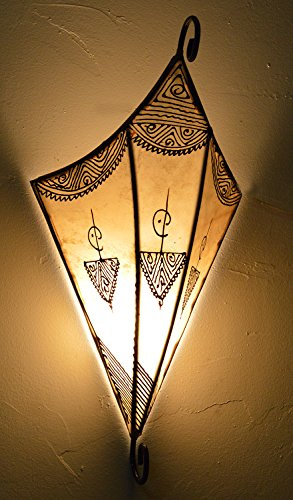 Treasures Of Morocco Henna Lamps & Sconces Moroccan Handmade Goat Leather Sconce Henna Tattoo Shade