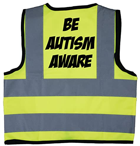 Acce Products Be Autism Aware Baby/Children/Kids Hi Vis Safety Jacket/Vest Sizes 0 to 8 Years Optional Personalised On Front