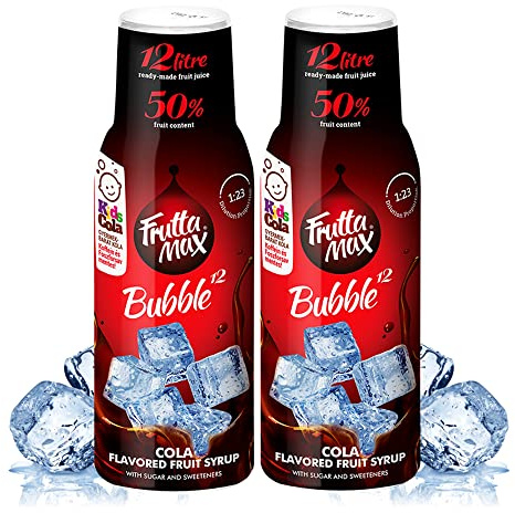 2 x 500 ml FruttaMax Cola- Koffein-Phosphorsäure frei Getränkesirup Frucht-sirup Konzentrat | weniger Zucker | mit 50% Fruchtanteil