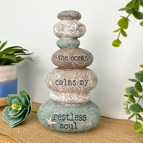 Carousel Home and Gifts The Ocean Stacking Pebbles Seashore Decoration - Nautical Ornament