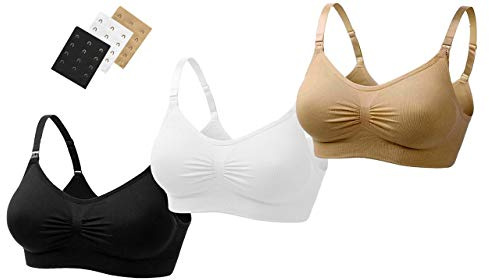 UtopyaUK 2/3 Pack Seamless Nursing Bra Maternity Bra Padded Breastfeeding Drop Cup Sleep Comfort Bra Crop Top Wireless with Free Bra Extenders