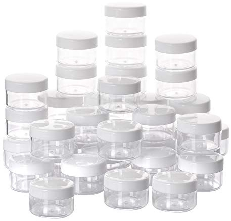 100 Count Empty Makeup Jars 15g Cosmetic Containers with Lids Leak Proof Sample Containers Refillable Plastic Containers - White